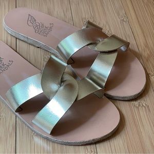 Ancient Greek Sandals ‘Desmos’ Gold Slides Size 38